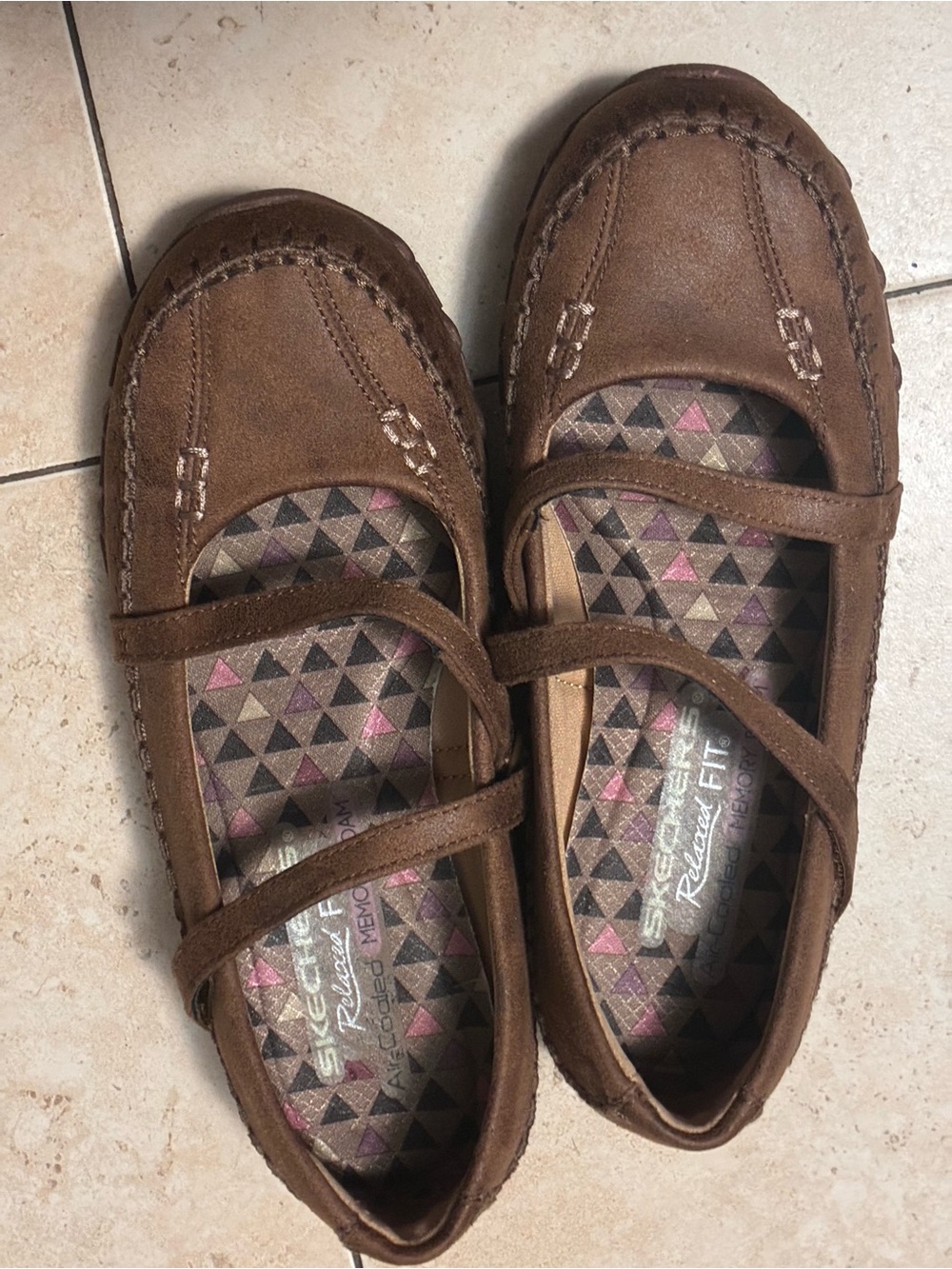 Skechers girls 5Relaxed Fit Brown Mary Jane Shoes Air-Cooled Memory Foam 23005
